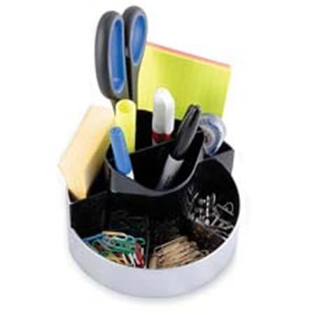 Made-To-Stick Rotating Desktop Organizer- 6in.x6in.x4-.38in.- Black-Silver MA528732